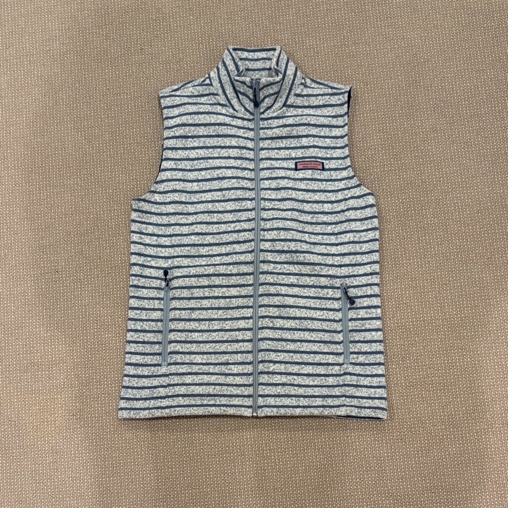 Vineyard Vines Women's Blue and White Striped Vest